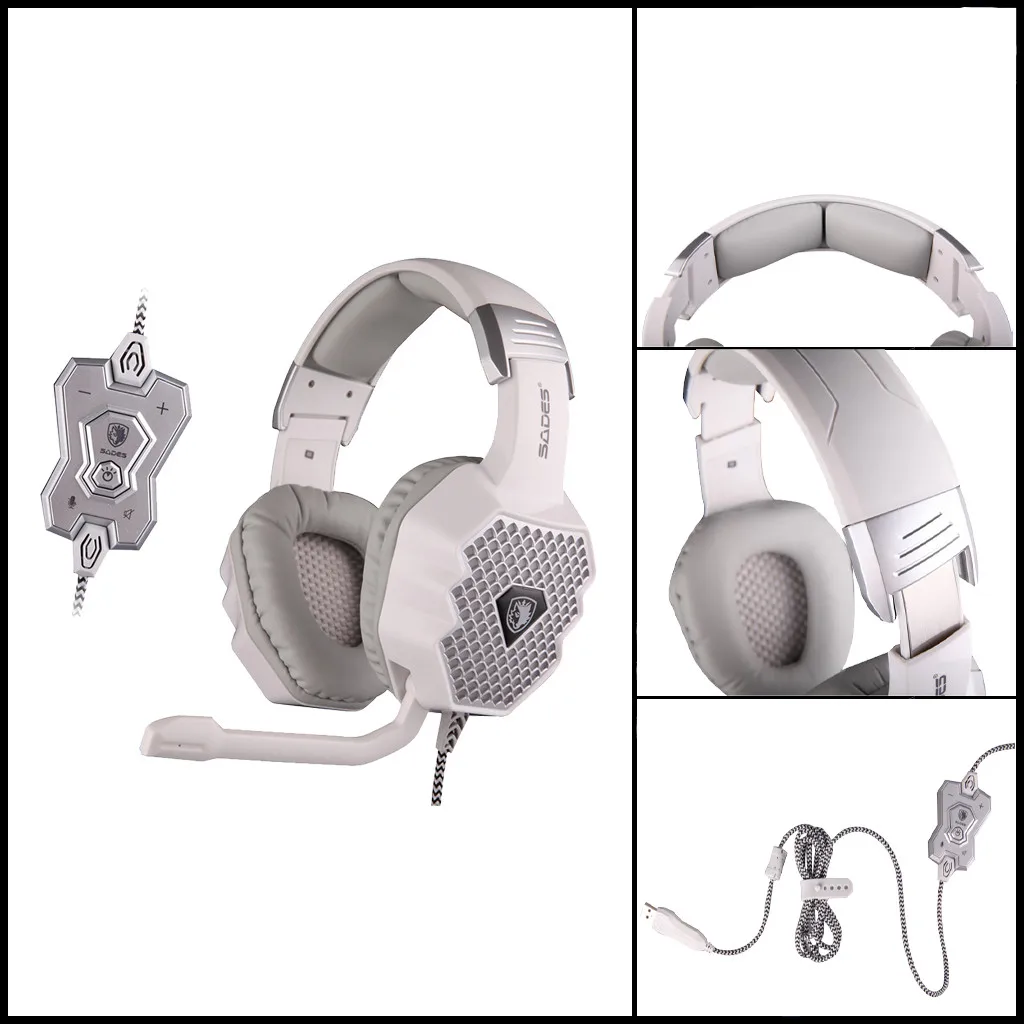 

SADES A70 Gaming Headphones 7.1 Wired Gamer Over-ear Headset with Mic Breathing Lamp Computer Game for PC Laptop Z606