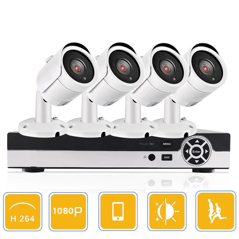 

CCTV 4CH AHD DVR Systems with 4pcs 1080p AHD 24 LEDS IR Outdoor Bullet Cameras+4pcs 20M/BNC POWER Cables