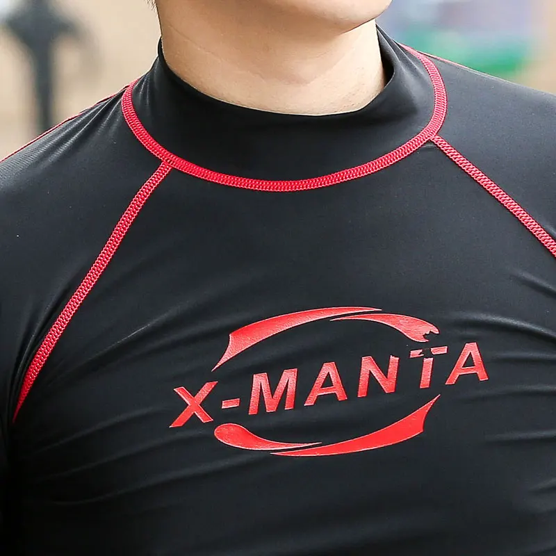 2017 Мужская Рашгард топ купальник с длинным рукавом буквенным принтом Дайвинг