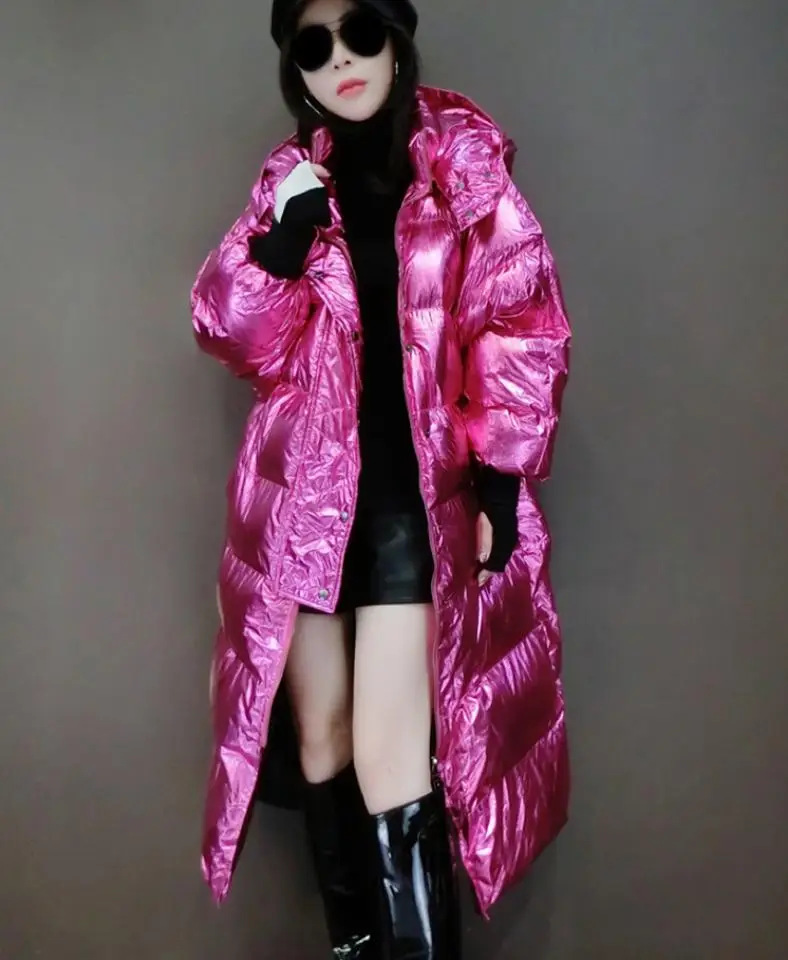 Новинка, Зимняя мода, женское пуховое хлопковое пальто с капюшоном, стеганая хлопковая куртка, женская Свободная куртка с длинным рукавом размера плюс, верхняя одежда L1721 - Цвет: rose Red