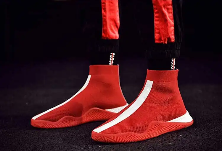 Mens Fashion Socks Shoes Man Sneakers Male Flying Running Shoes Casual Walking Shoe Footwear Autumn 2018 Black White Red Shoe