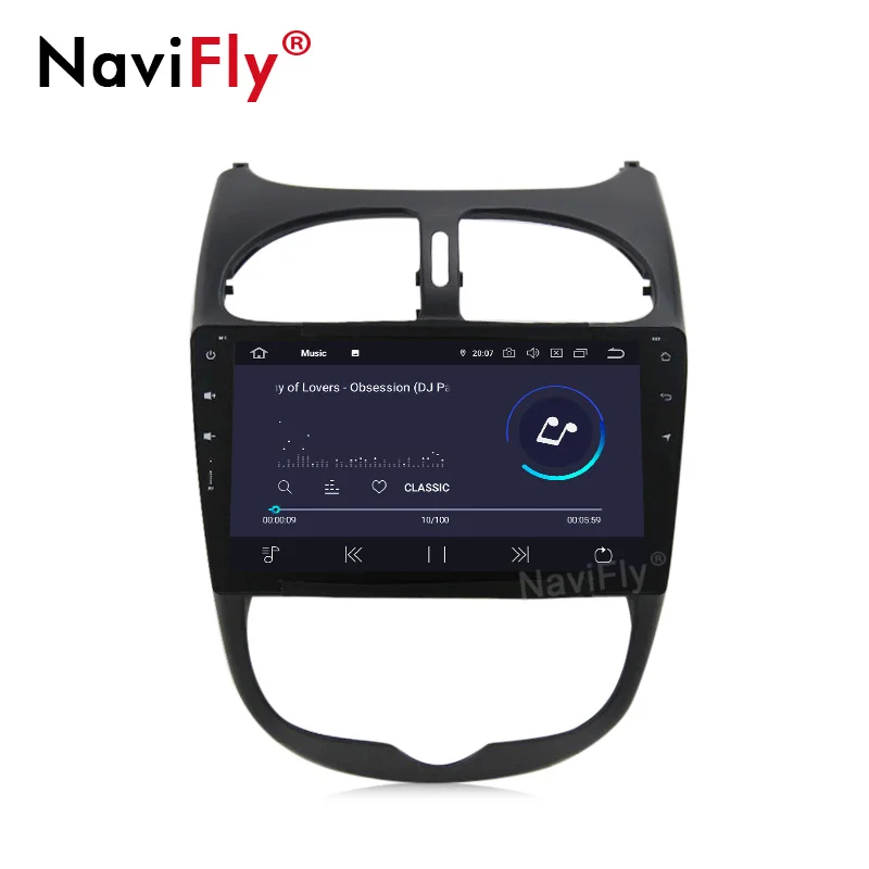 Clearance NaviFly GPS Navigation System Android9.0 Car DVD Player for Peugeot 206 2000-2016 Car Radio Stereo RDS BT 4G WiFi SWC free map 4