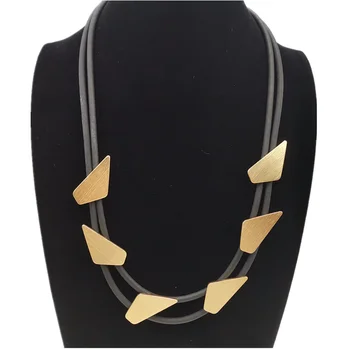 

YD&YDBZ New Geometric Pendant Necklace Women Choker Necklace Irregular Rubber Chain Bright Gold Color Punk Style Fashion Jewelry