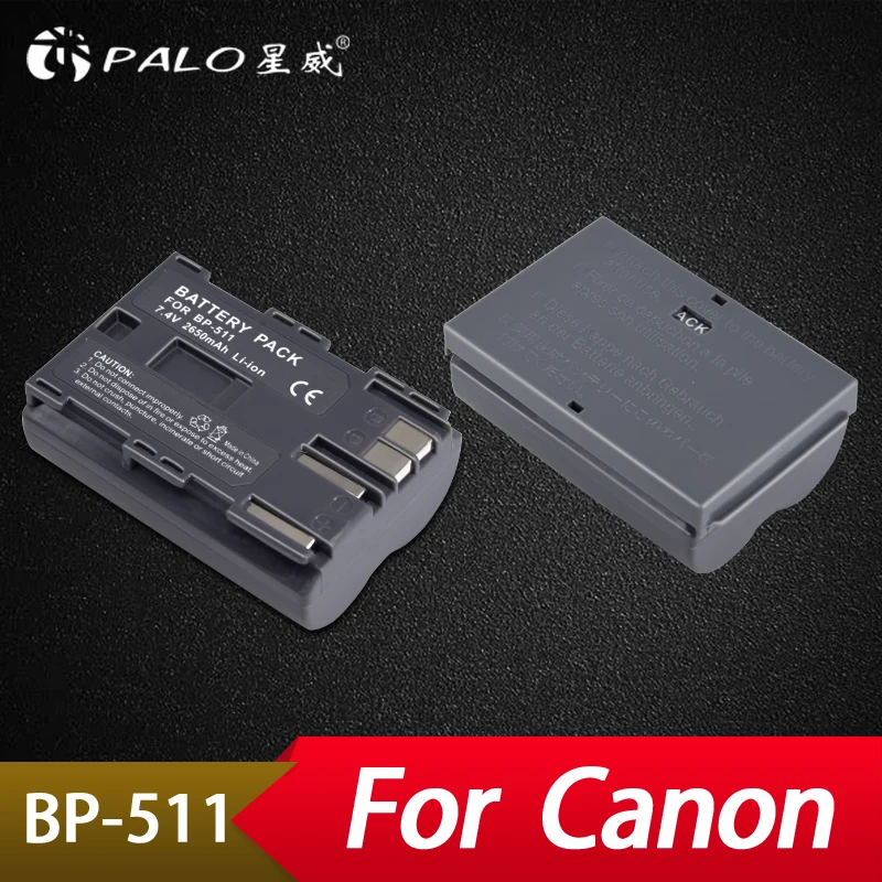 

Palo 2Pcs 2650Mah BP-511 BP511A Digital Camera Battery For Canon EOS 40D 300D 5D 20D 30D 50D 10D D60 G6 Batteries