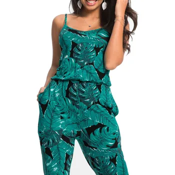 

Sexy Sleeveless long romper womens jumpsuit 2020 summer women floral trousers pants beach jumpsuit coveralls female frock S-2XL