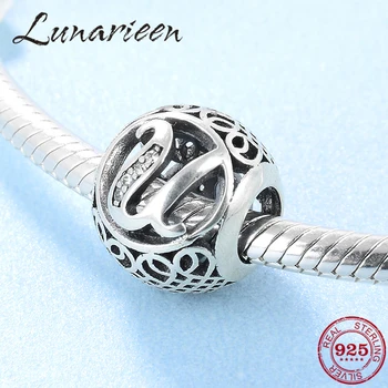 

New 925 Sterling Silver Fashion DIY transparent zircon letter U beads Fit Original europeu Charms Bracelets making