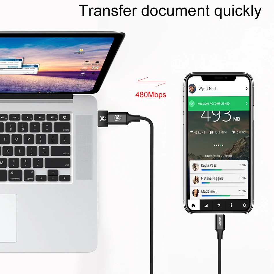 Baseus USB папа-Тип C женский кабель OTG адаптер конвертер ноутбук тип-c Женский к USB штекер зарядного устройства данных OTG адаптер