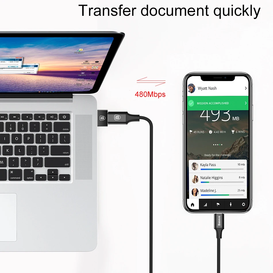 Кабель переходник Baseus с USB папа на Мама типа мама|usb type|usb tousb to usb-c |