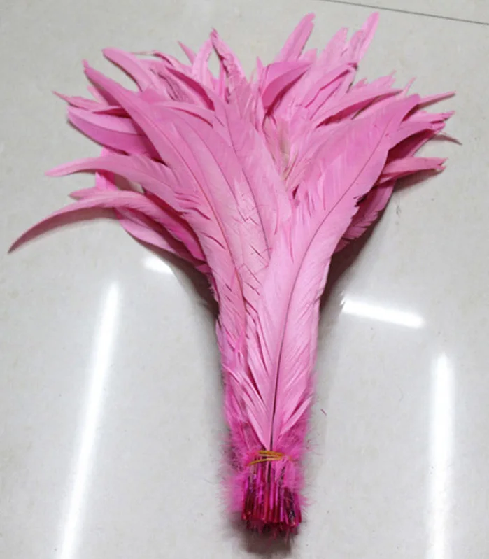 Free Shipping 100pcs pink Rooster Tail feather 12-14inches 30-35cm Dyed conque/cock tail Feathers | Дом и сад