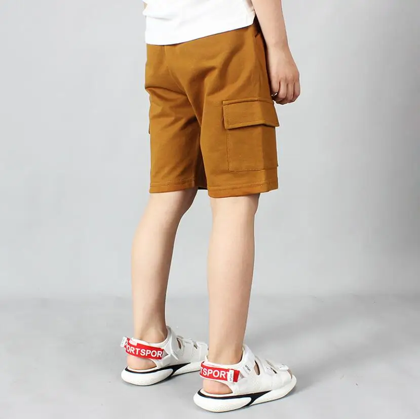 Детские брюки хлопковые шорты для больших мальчиков детские летние пляжные штаны Спортивная одежда для маленьких мальчиков От 4 до 13 лет повседневные штаны для подростков детская верхняя одежда - Цвет: brown