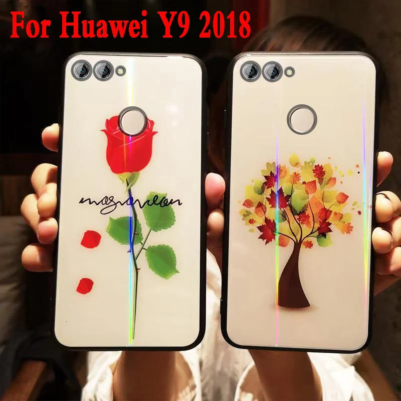 Для huawei y9 2018 чехол наслаждаться 8 plus Роскошные закаленное Стекло Мультфильм