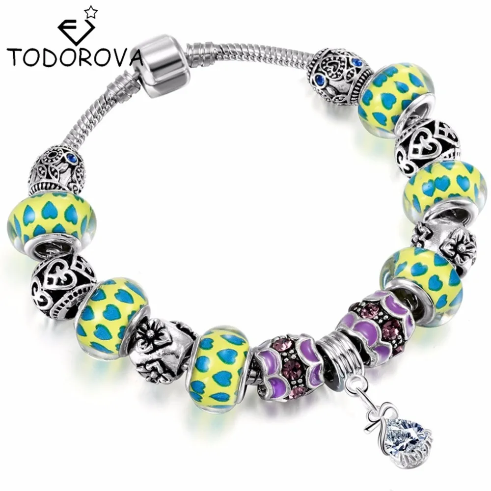

Todorova 2017 Fashion Water Drop Charm Bracelets & Bangles European Beads Bracelets for Women DIY Jewelry Christmas Gift
