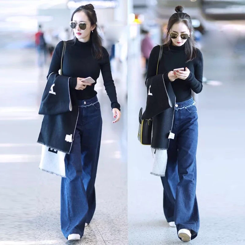 free shipping Blue tassel boot cut trousers jeans female trousers women s fashion jeans