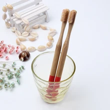 Бамбуковая зубная щетка мягкая щетина красный натуральный экологичный Bambou круглая ручка щетка для ухода за зубами путешествия стоматологический инструмент Brosse A Dent