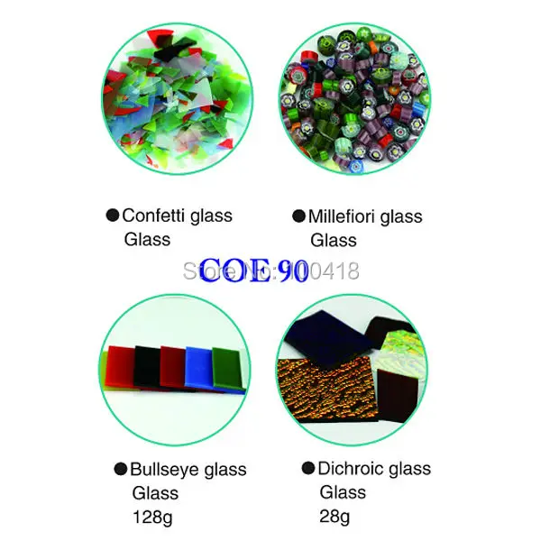 

mixed COE90 fusing Glass for jewelry making 4 kinds in a pack
