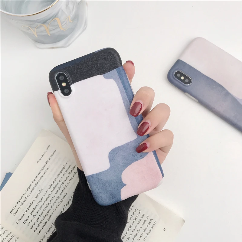 Colorful abstract Painting Soft TPU For iphone X XR XSMAX Phone Case For iPhone X 6 6S 7 8 Plus Pink Soft IMD Phone Cover