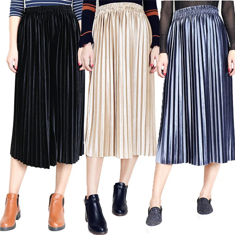 NEW Fashion 2018 Summer style skirts womens Pleated Skirt Vintage High Waist straight Skirt Long Skirts Femme Saia Y05#N (5)
