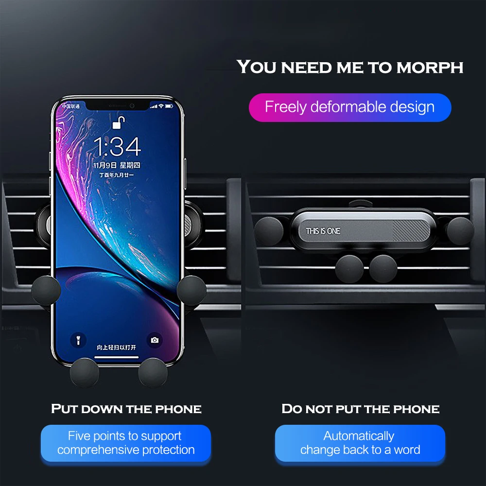 Универсальный автомобильный держатель для телефона iphone 6 x xr xs huawei samsung android Gravity Air Vent Автомобильный держатель для мобильного телефона авто-захват