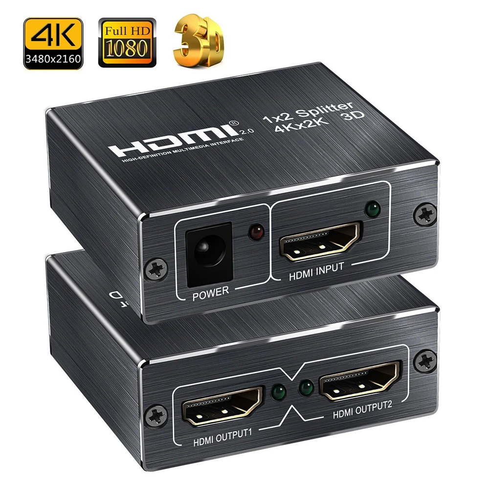 Navceker UHD 4K HDMI 2,0 сплиттер 1x2 Поддержка HDCP 1,4 3D HDMI сплиттер 2,0 4K 1 вход 2 выход переключатель коробка для Blu-Ray DVD HDTV