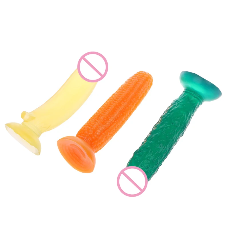 Sex toys for women Artificial Penis Jelly Realistic Cucumber Banana Corn Suction Cup Dildo Sex Toys