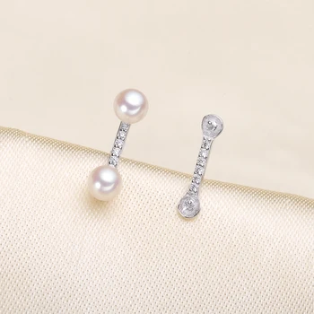

Double Pearl Beads Stud Earrings Holder S925 Sterling Silver Pearl Earrings Settings Silver&Gold Color 3Pairs/Lot