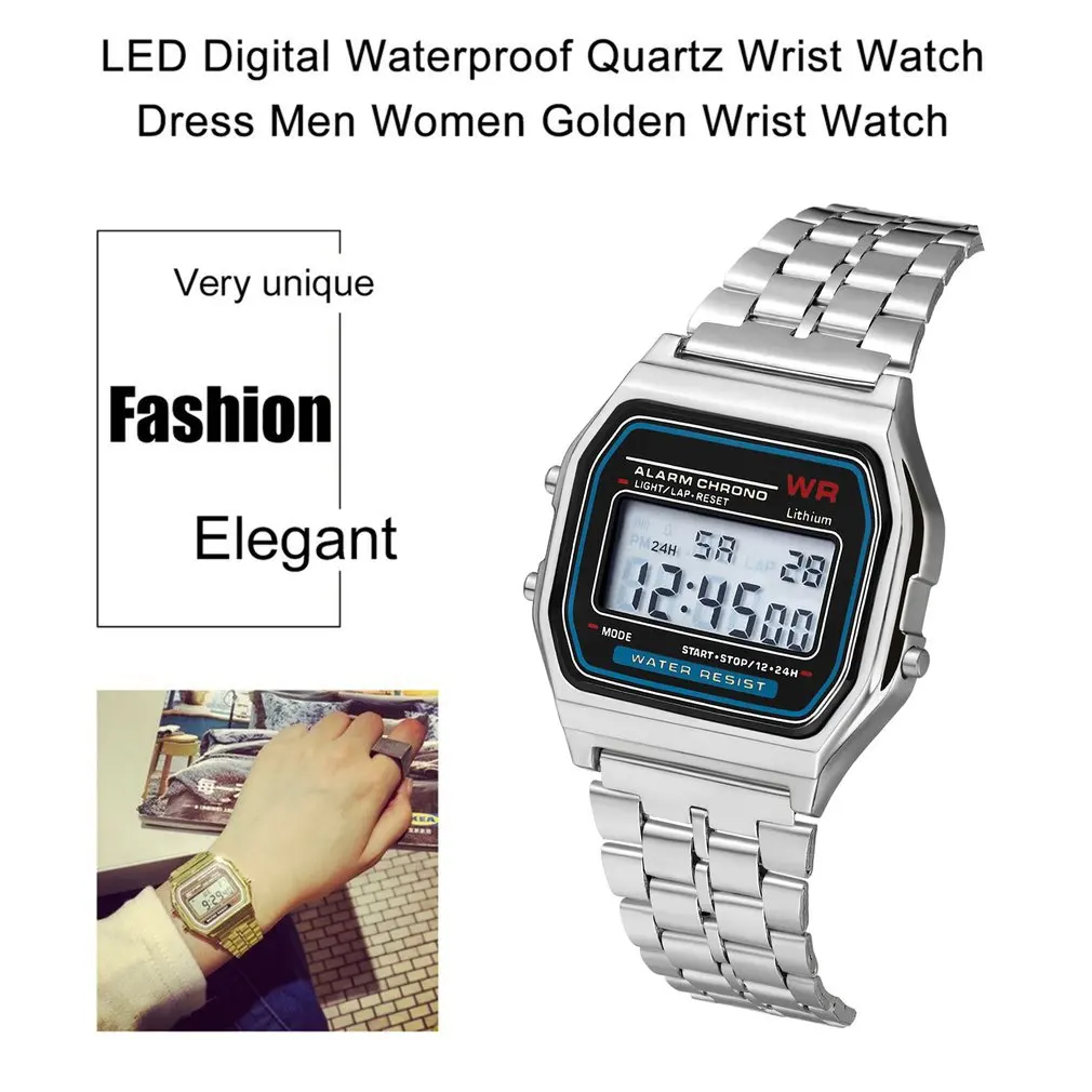 Дропшиппинг светодио дный цифровой пару часы Для мужчин Для женщин Бизнес часы Нержавеющая сталь на ультра тонком сигнализация наручные