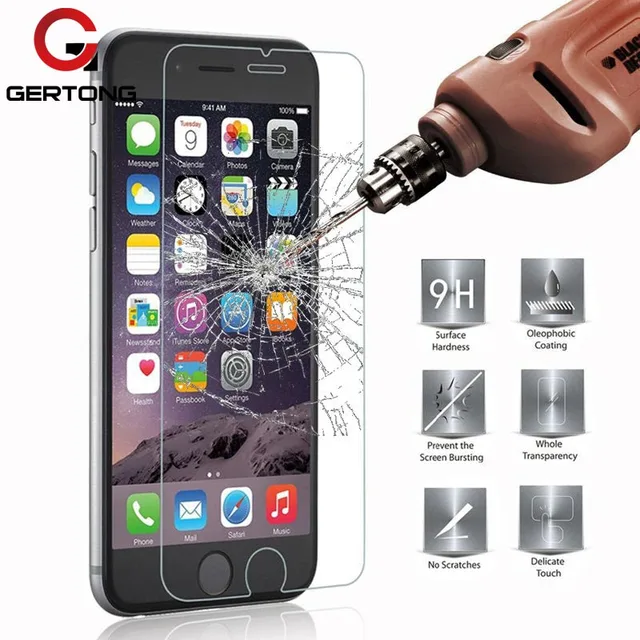 GerTong Protective Screen Protector For iPhone 7 8 6 6s Plus Tempered Glass For iPhone X 5 5S SE 4 4S XR XS Max Cover Glass Film