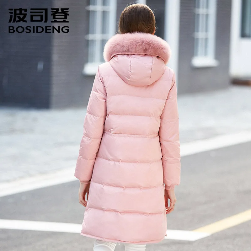 BOSIDENG winter women down coat LONG winter thickening down jacket real fox fur warm outwear hooded thicken light soft B1601246