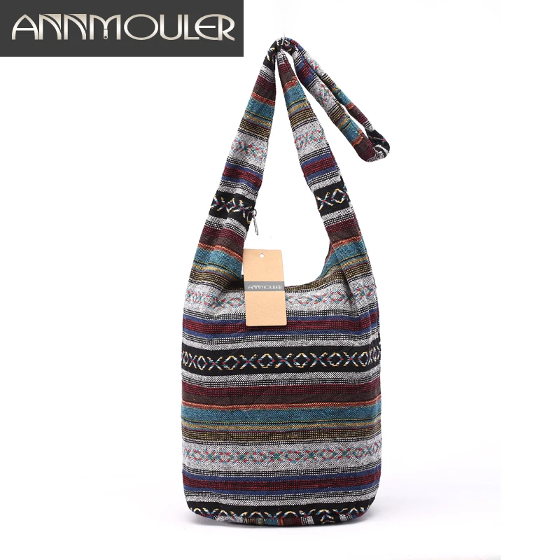 

Women Vintage Shoulder Bag Mochila Retro Weave Fabric Messenger Bag Bohemian Style Hippie Aztec Folk Tribal Crossbody Bag