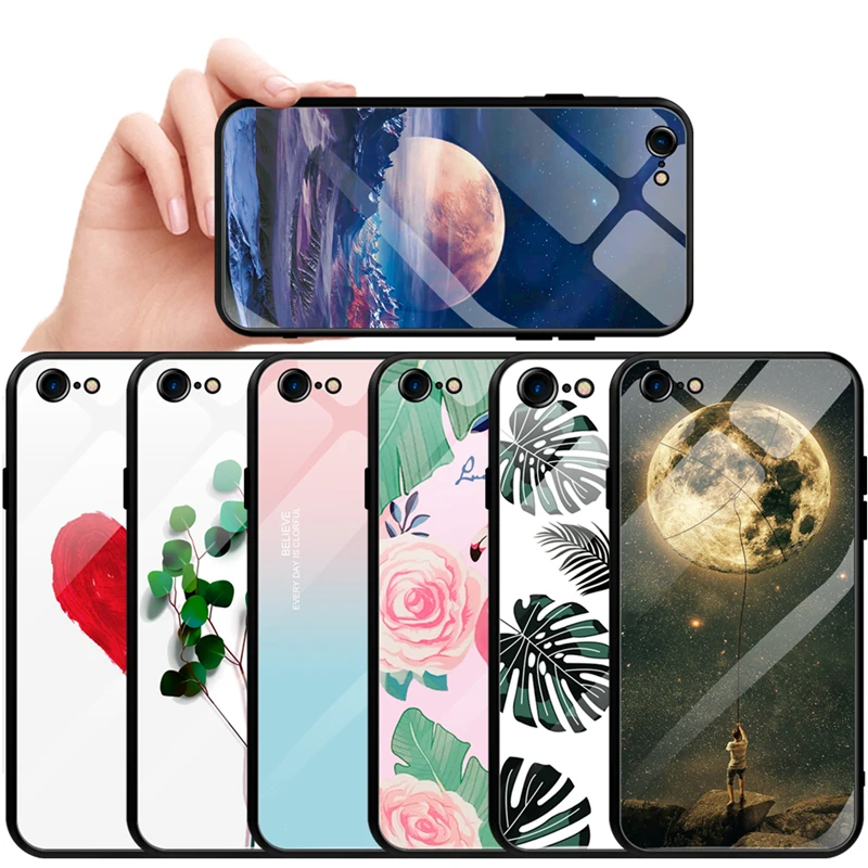 

Luxury Space Cover Case For iPhone X XS MAX XR XS Glass Silicone Phone Case For iPhone 7 8 Plus Cases For iPhone 6 S 6s 10 Coque