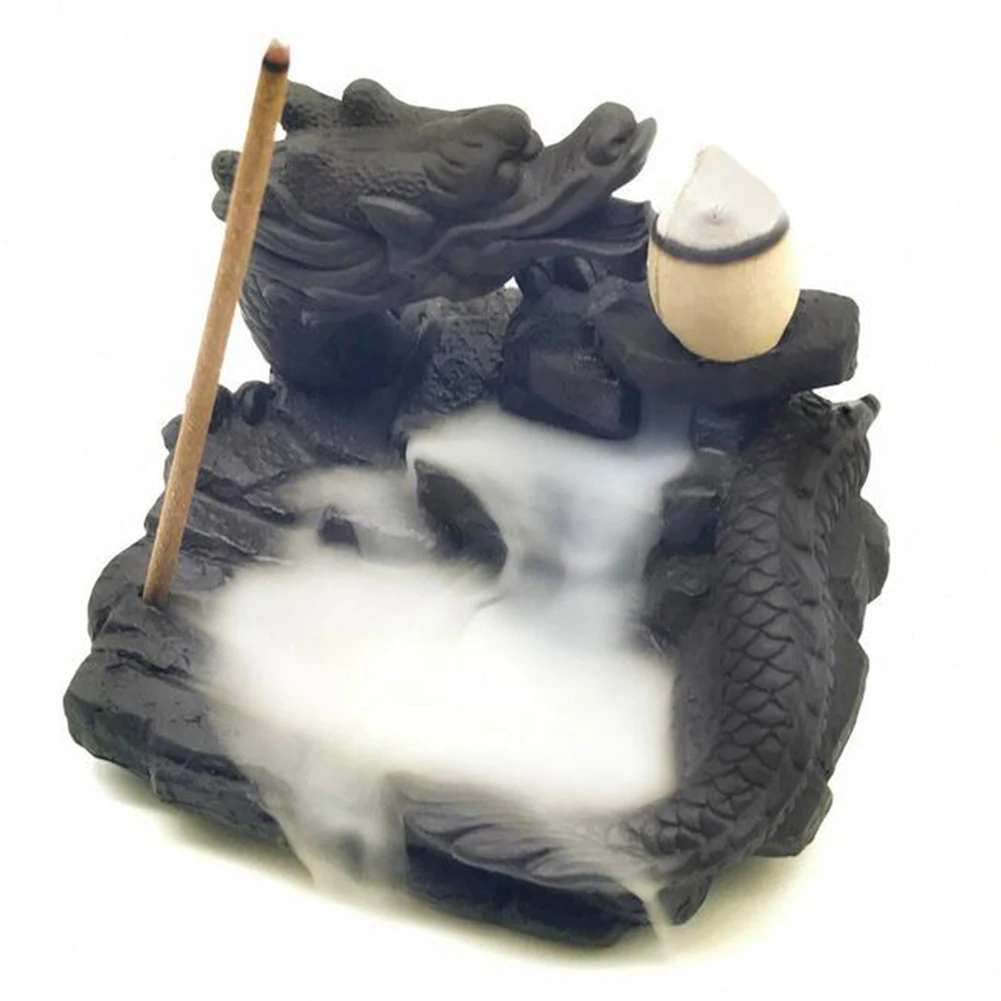 

Incense Cones Burner Incense Stick Ceramics Dragon Holder Porcelain Backflow with Ten Free Cones Home Decoration Handicraft Gift