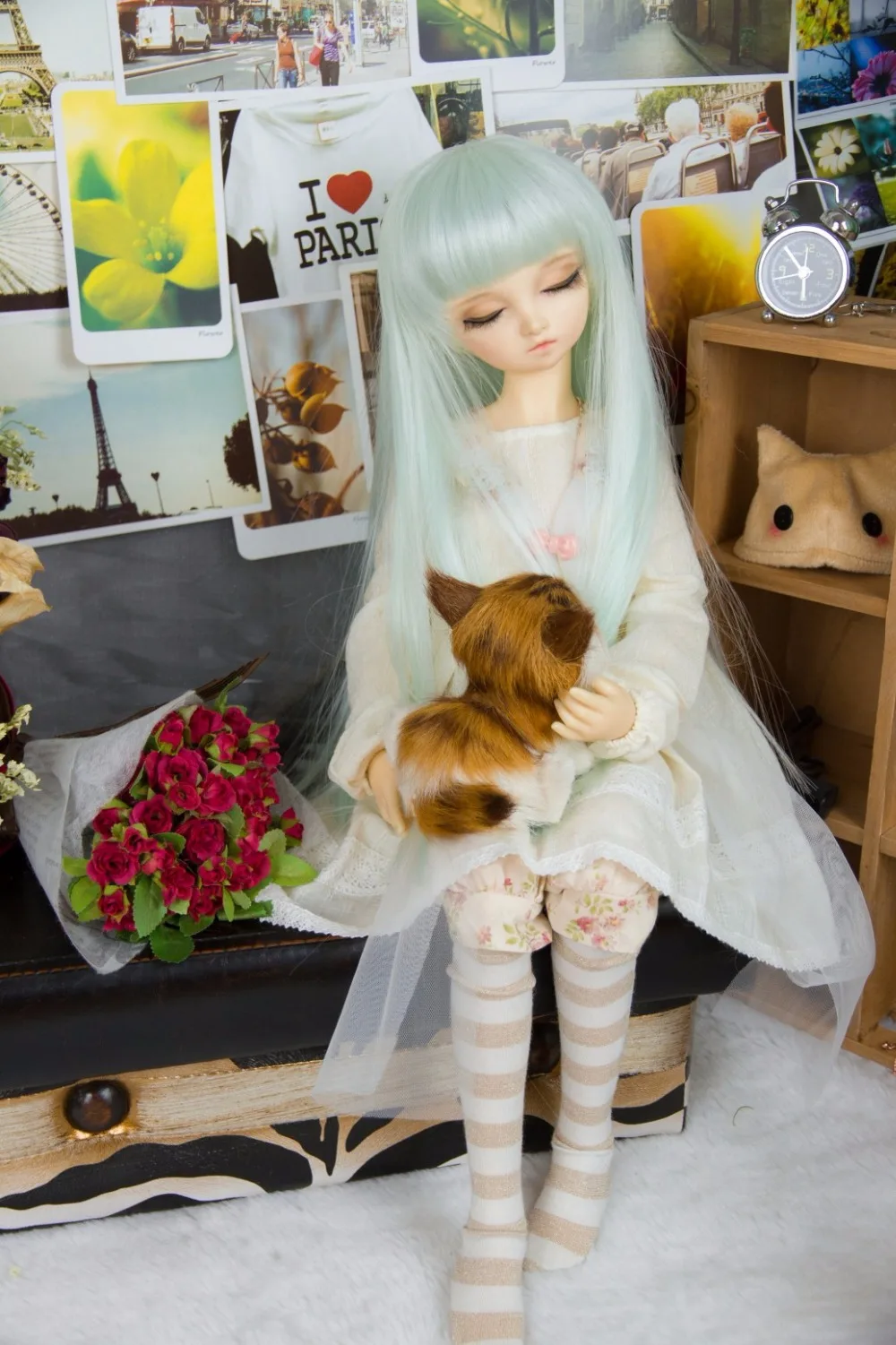 BJD кукла парики длинные прямые волосы с челкой для 1/6 1/4 1/3 Размер BJD DD аксессуары для кукол SD прямые парики