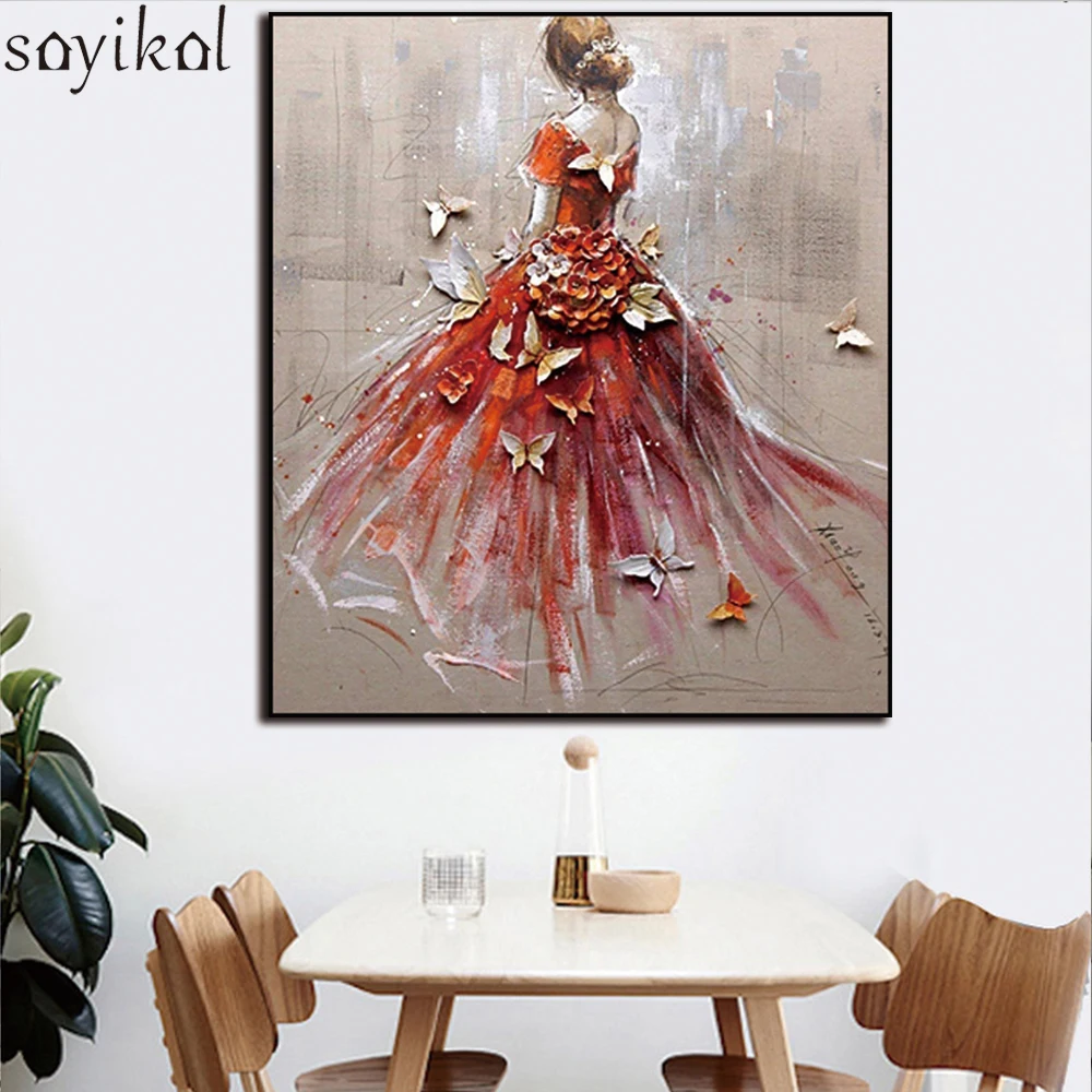 

Frame Abstract Women Girl Dance DIY Painting By Numbers Home Decor Wall Art Modern Picture Bride Drawing Oil Painting Artwork