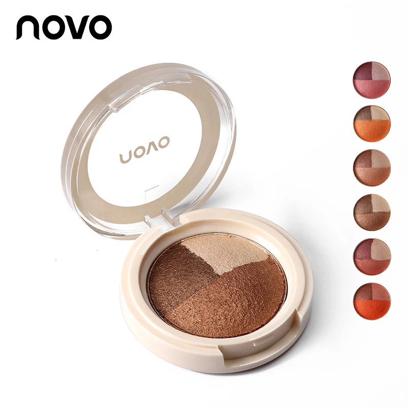Палитра теней для век NOVO 3 вида цветов блестящие водостойкие тени век|shadow powder|eye