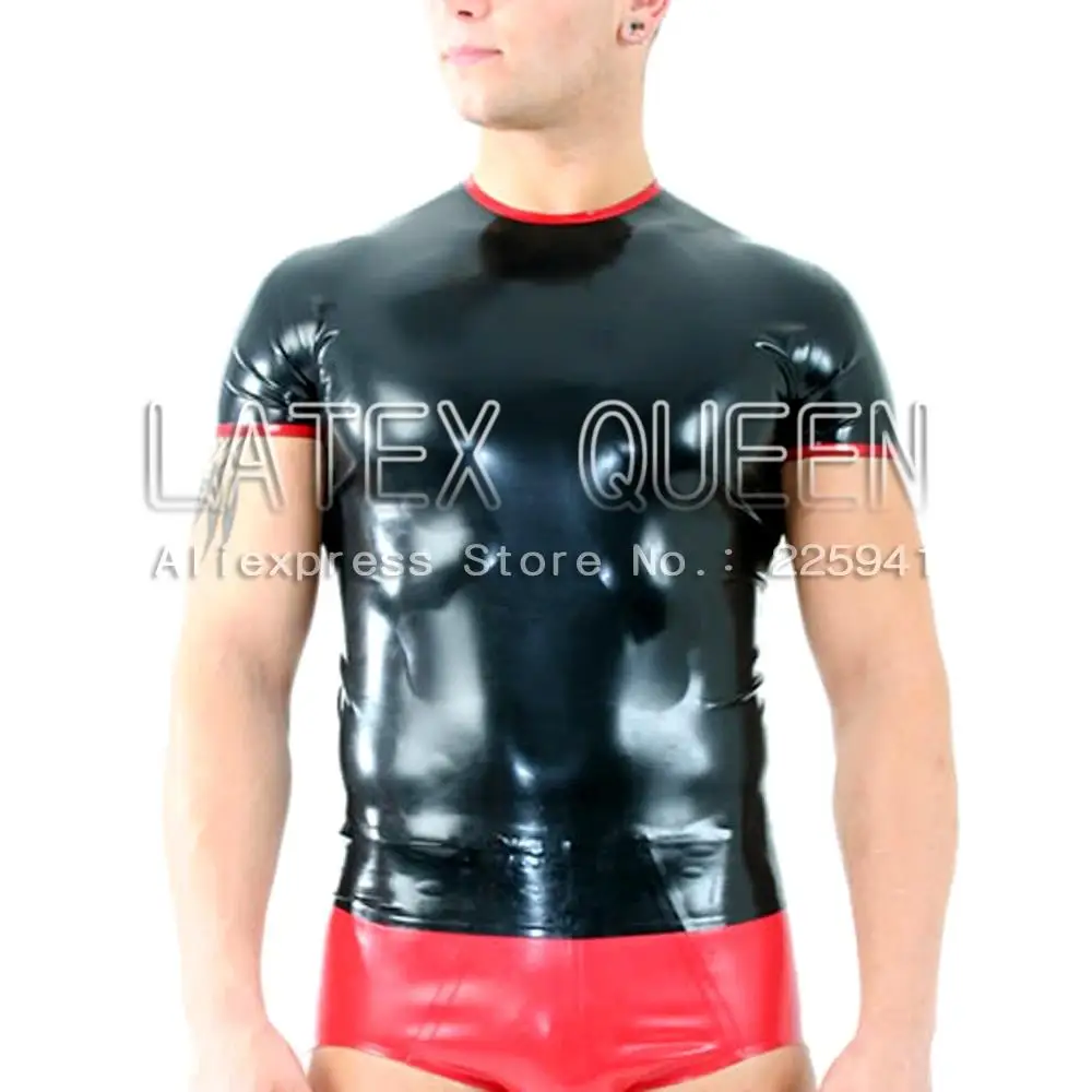 Men's rubber latex tights tee shirt T shirt costumein TShirts from