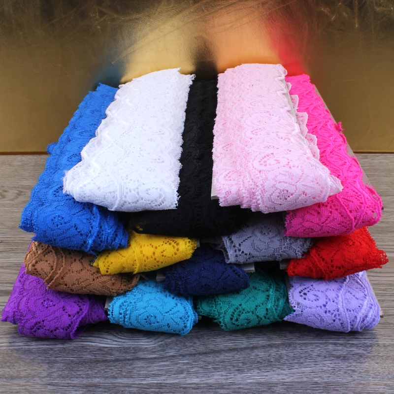 

1pack=10yards 14colors 3.5cm Tulle Wave Lace Trim Lace Ribbon for Ornaments Elastic Lace Stretch for Baby Girls Hair Accessories