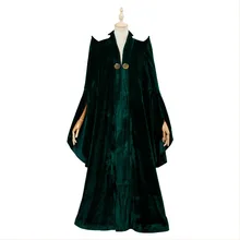 Alta qualidade professor minerva mcgonagall cosplay traje vestido com cabo verde veludo role play capa chapéu halloween carnaval