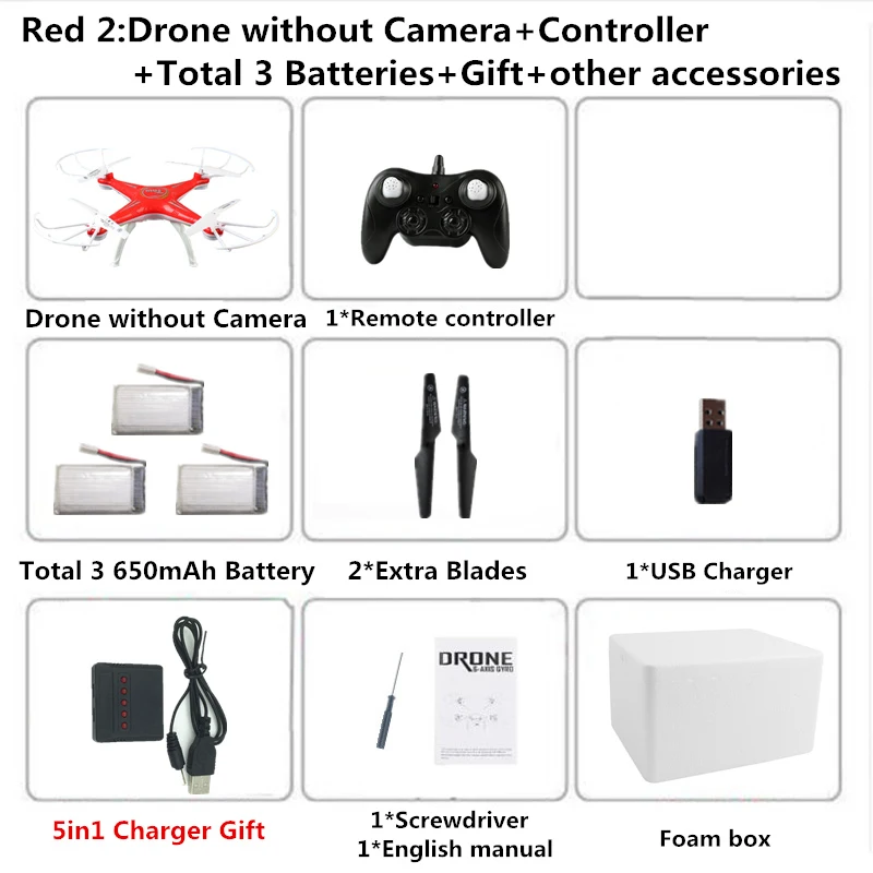 Квадрокоптер с камерой Радиоуправляемый Дрон с камерой или без камеры T1G FPV Квадрокоптер удерживающий высоту Дрон Радиоуправляемый вертолет VS X5SW SG600 - Цвет: Red No CAM 3B