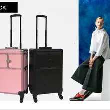 Алюминиевый чехол для хранения косметики в рулоне, коробка для косметики с поездом, тележка с замком 58x35x23 см