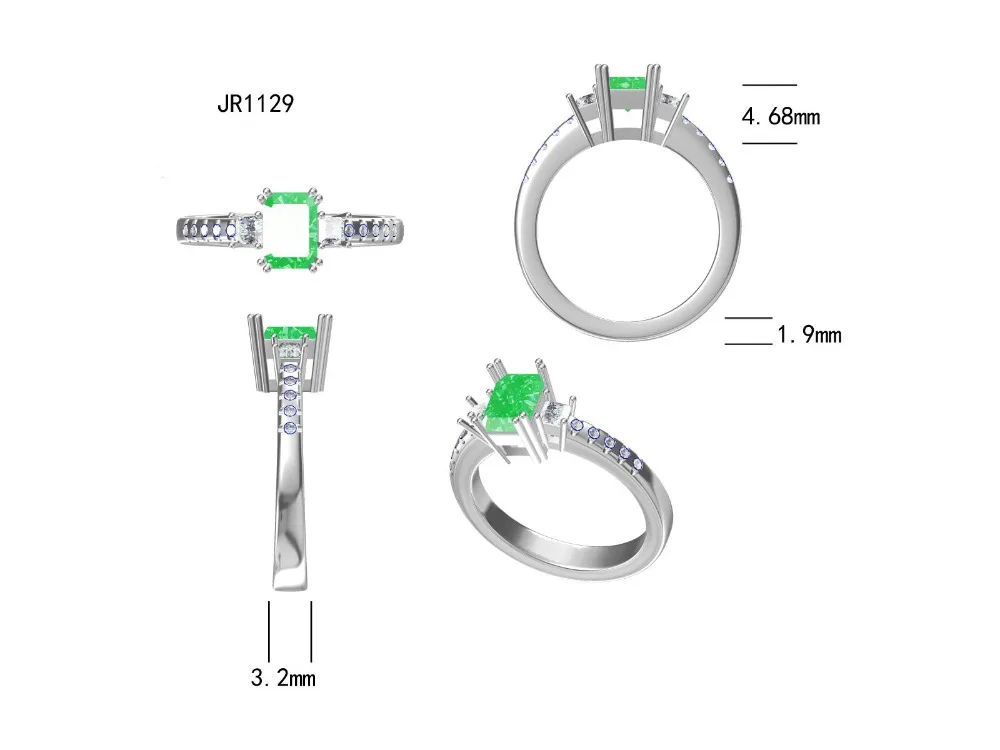 Настоящее 14 K White Gold кольцо с натуральным изумрудом хорошее качество бриллиантовые Свадебные ювелирные изделия для Обручение подарок WU269