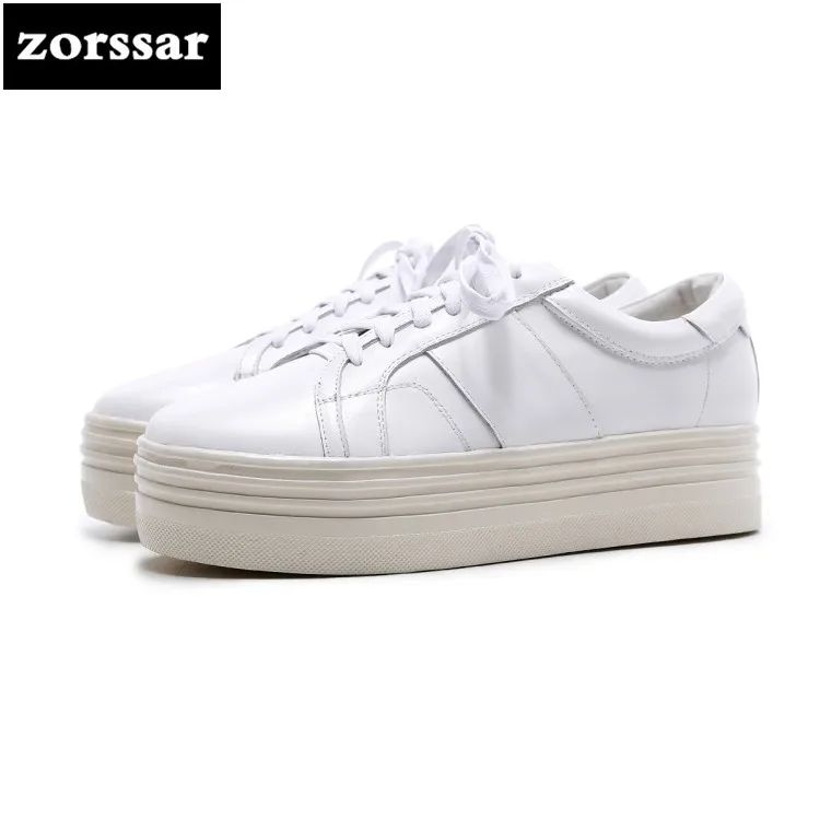 

{Zorssar} Brand 2018 New Spring Autumn fashion Genuine Leather Women sneakers Flats Casual Loafers female platform shoes