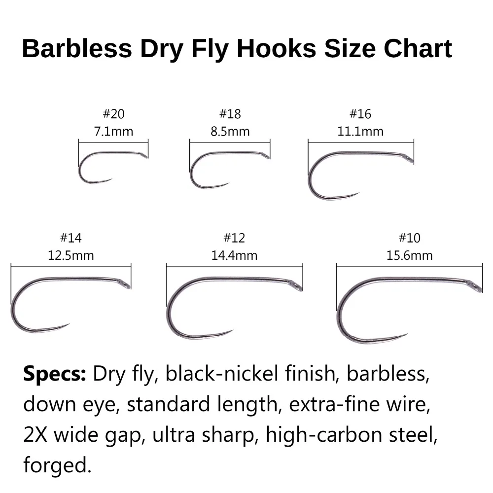 Bassdash 100 шт. универсальная влажная муха Нимфы крючки/Fly Fishing Barbless джиг крючки