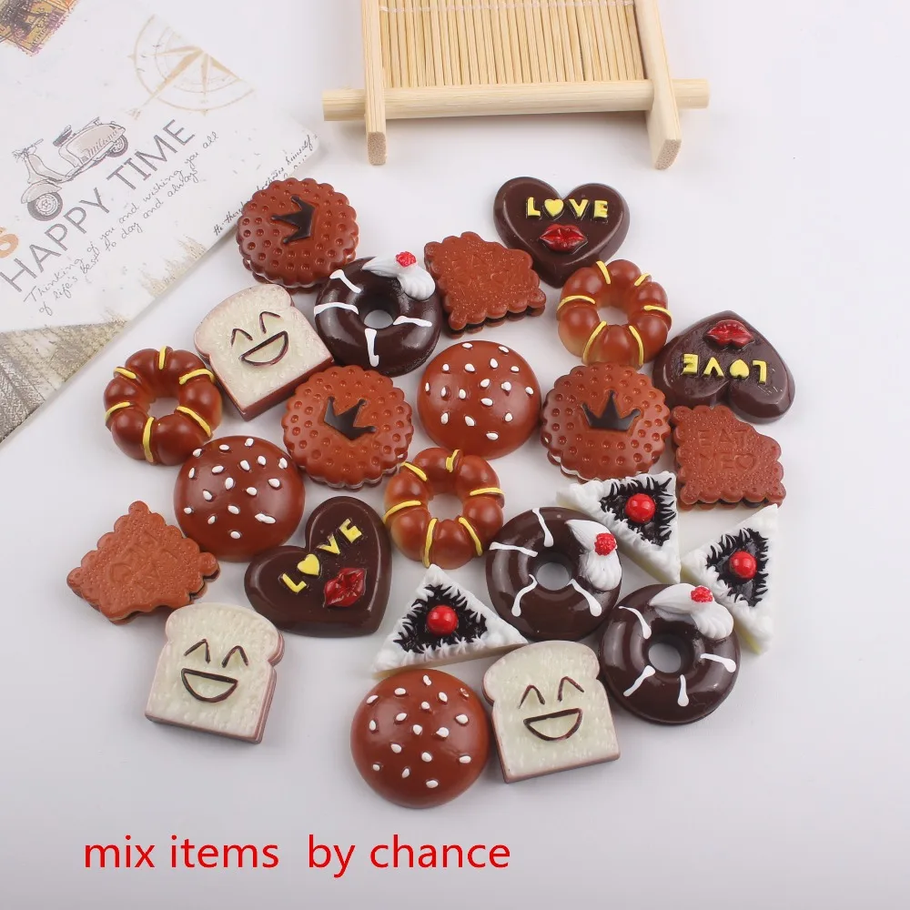 

20pcs/lot flat back resin cabochons accessories resin foods mix items