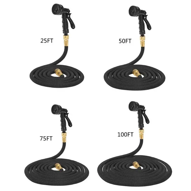 25-100FT расширяемый волшебный шланг для воды гибкий сад поливочный пистолет для мытья автомобиля чистящий распылитель инструменты для распыления