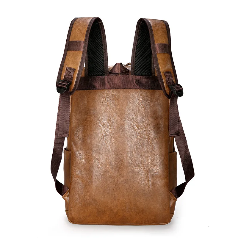 De los hombres de la moda Mochila impermeable de la PU bolsa de viaje de cuero Hombre de gran capacidad adolescente hombre Mochila mochilas para portátiles De los hombres de la moda Mochila impermeable de la PU bolsa de viaje de cuero Hombre de gran capacidad adolescente hombre Mochila mochilas para portátiles