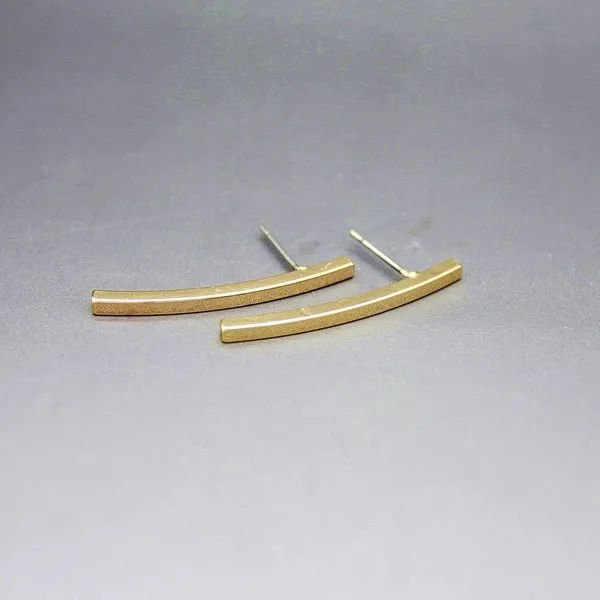 2015 New Gold Silver and Rose gold Curved Bar stud Earrings for Women Simple Bar Earrings