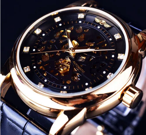 hot Royal Diamond font b Design b font Black Gold Watch Montre Homme Mens Watches font
