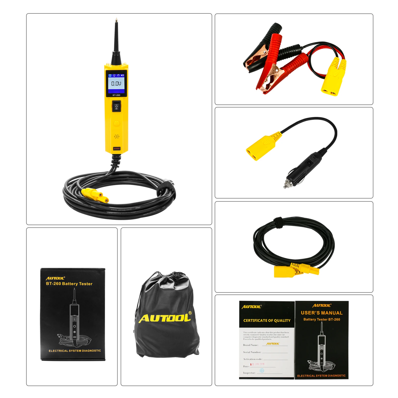  AUTOOL BT260 Electrical System Diagnostic Tool Automotive Circuit Tester with LED Flashlight Multi- - 32995181083