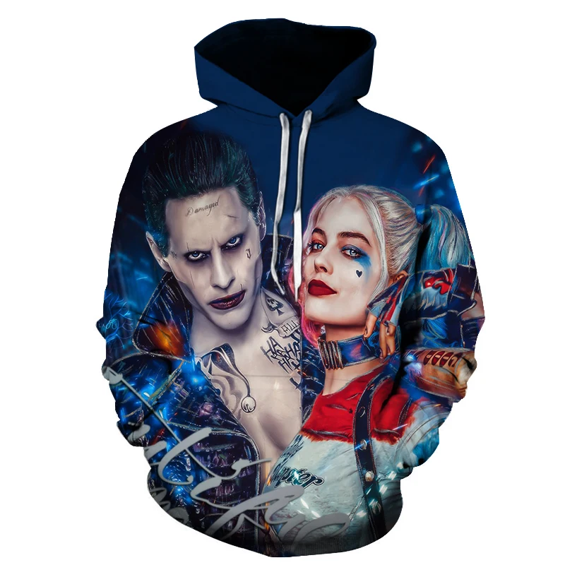 

3D Hoodies Men Women Hooded Sweatshirts Fashion Casual Spring Tracksuits Plus Size Outwear Suicide Squad Joker Unisex Jacket