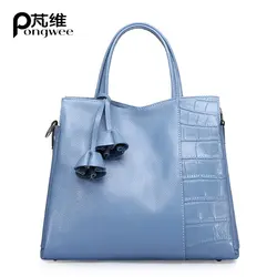 PONGWEE 2018New высокое качество из натуральной кожи Сумки Для женщин сумки Большой сумка большой Ёмкость Для женщин сумки моды большая сумка